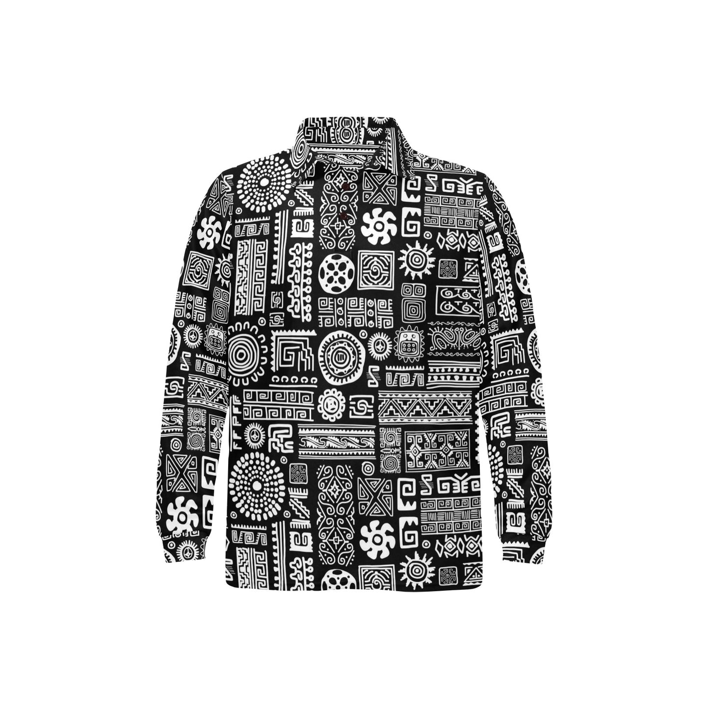 Polynesian Pattern Print Design A02 Long Sleeve Polo Shirt For Men's