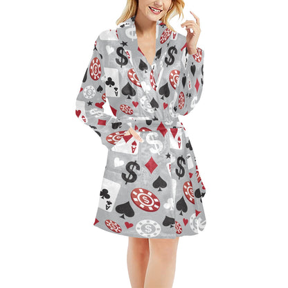 Casino Pattern Print Design 01 Women's Fleece Robe