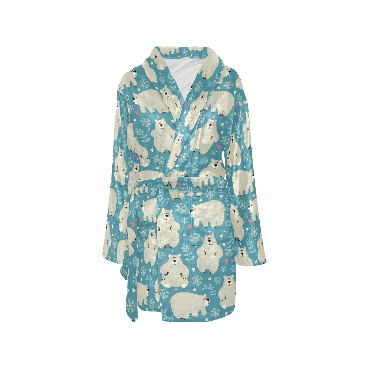 Bear Pattern Print Design BE04 Women's Fleece Robe