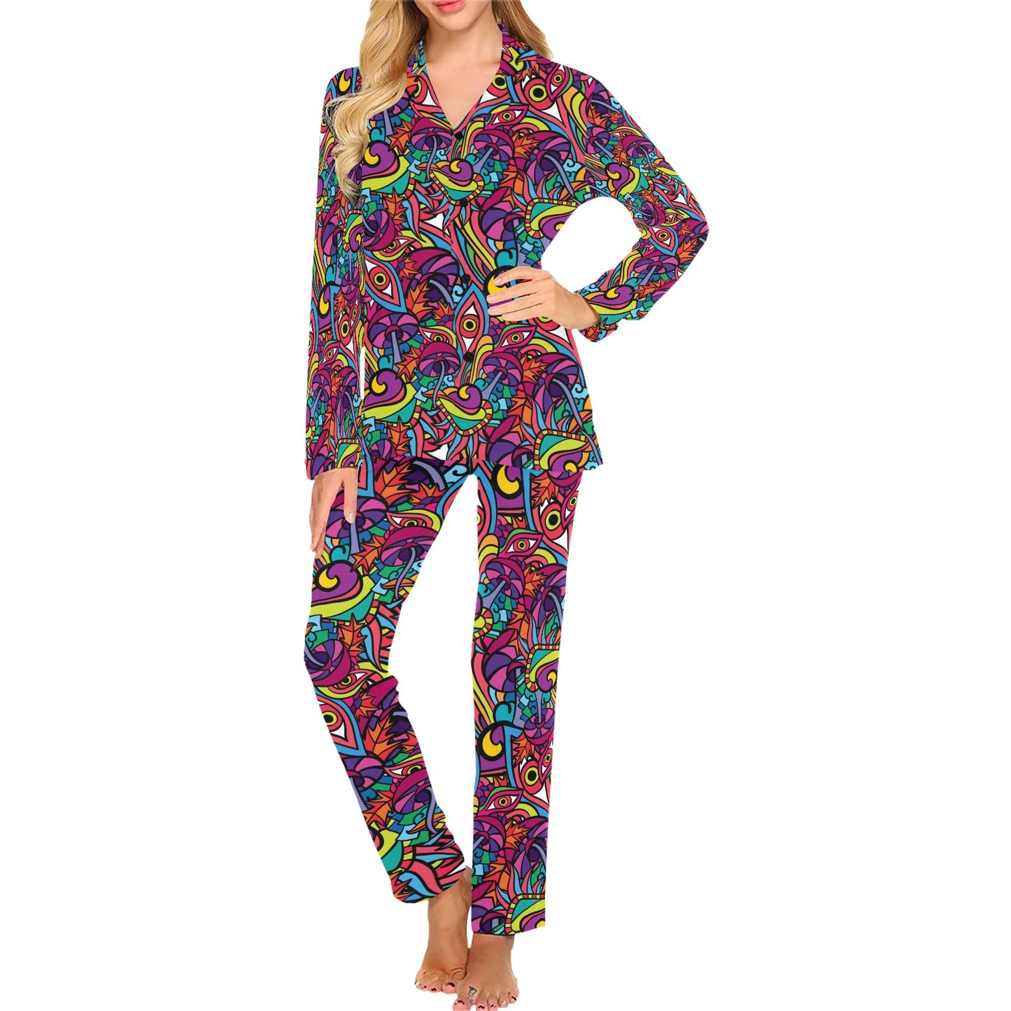 Trippy Print Design LKS302 Women's Long Pajama Set