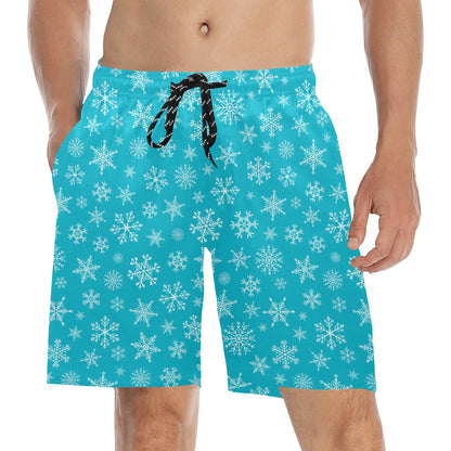 Snowflake Print Design LKS304 Men's Swim Trunks Beach Shorts
