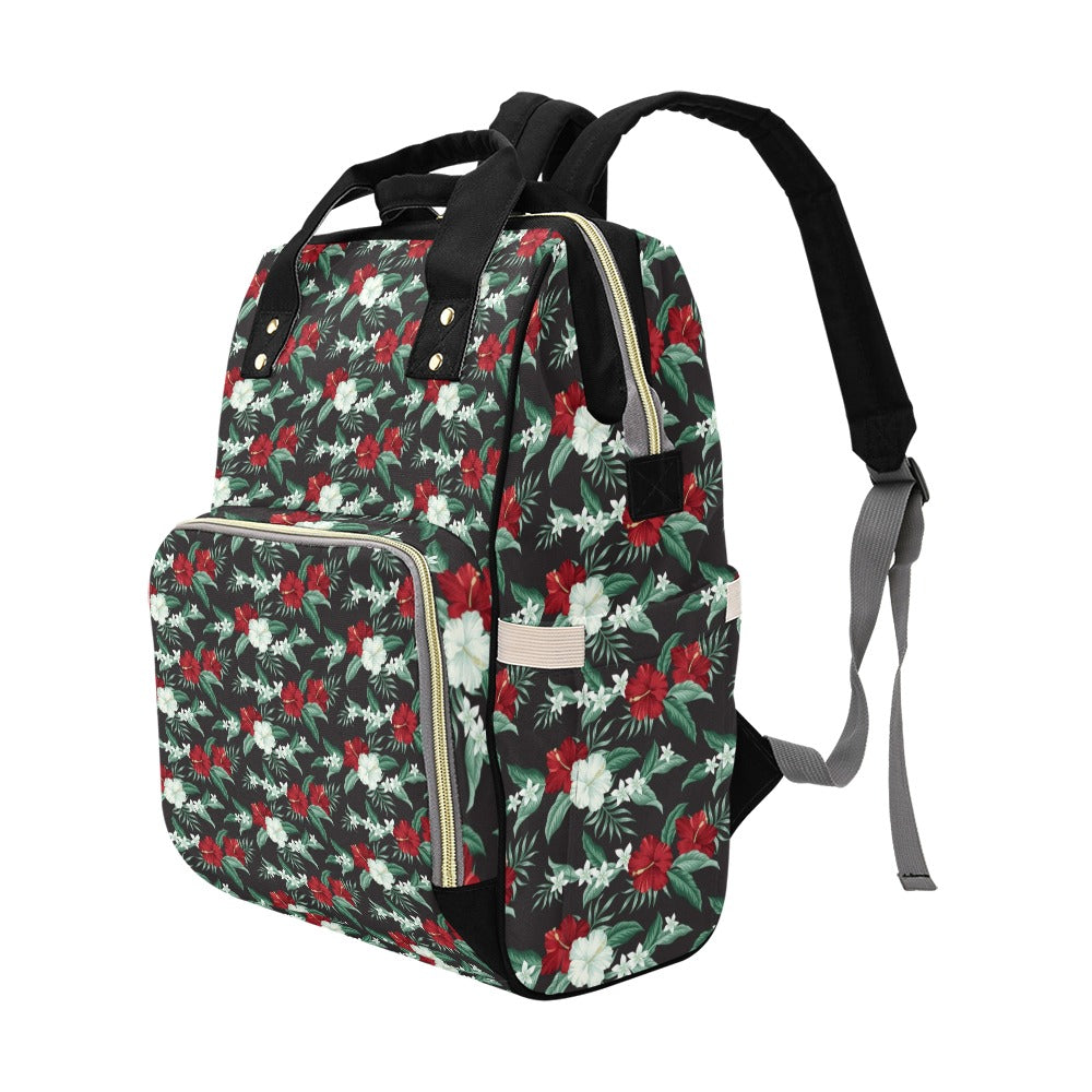 Tropical Flower Print Design LKS303 Diaper Bag Backpack