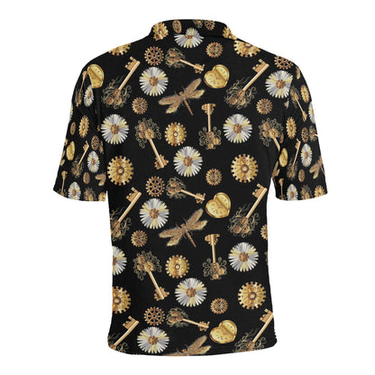 Steampunk Key Dragonfly Print Design LKS303 Men Polo Shirt