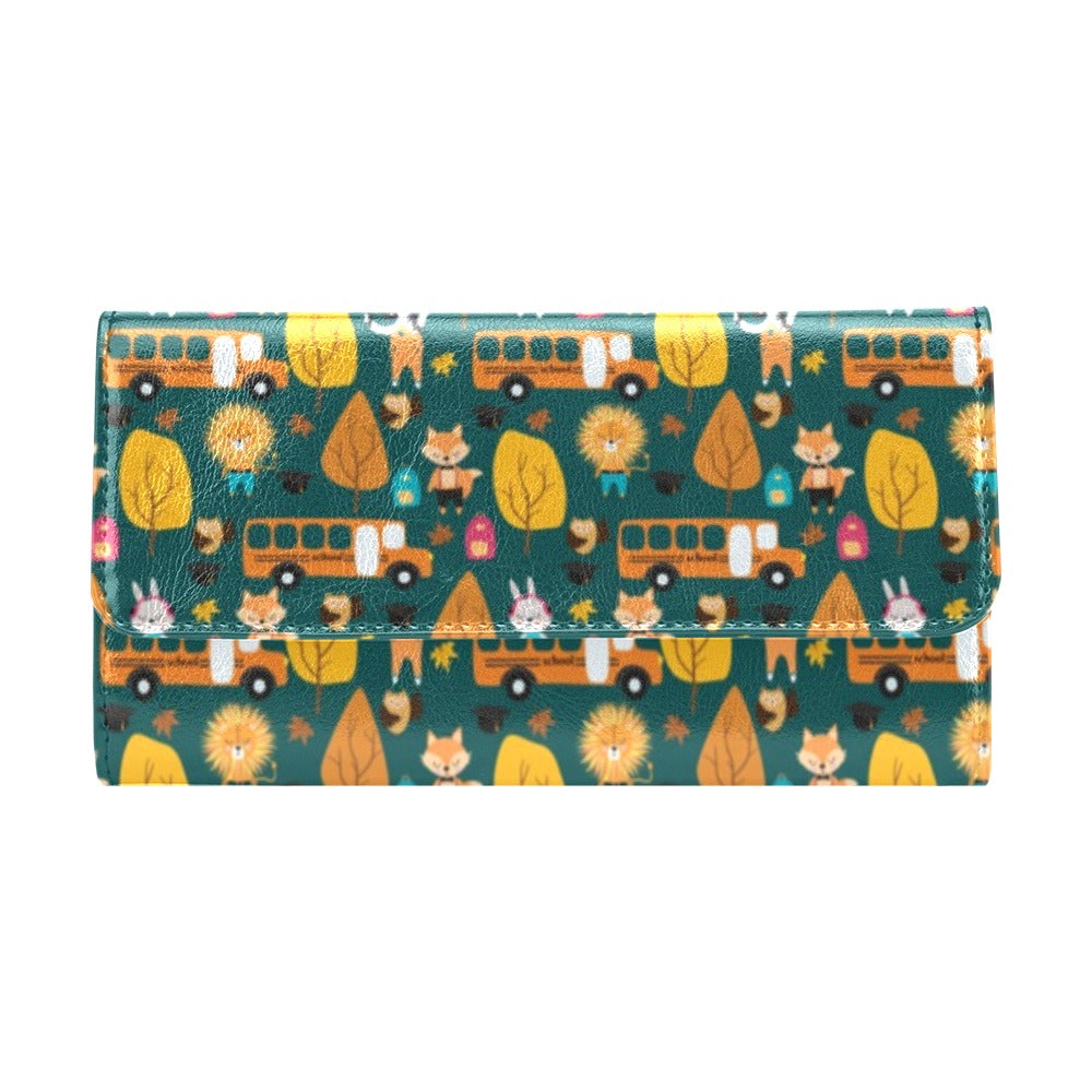 School Bus Print Design LKS309 Women's Trifold Wallet