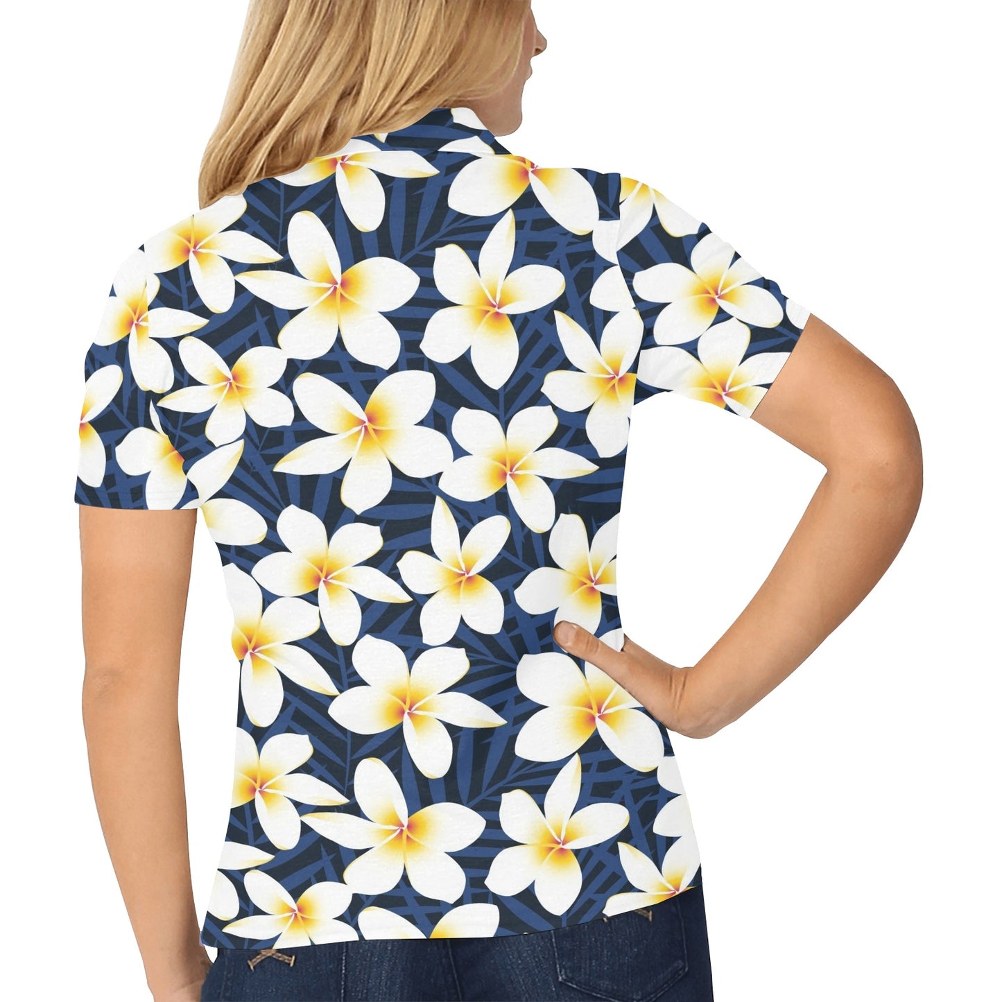 Plumeria Pattern Print Design PM026 Women's Polo Shirt