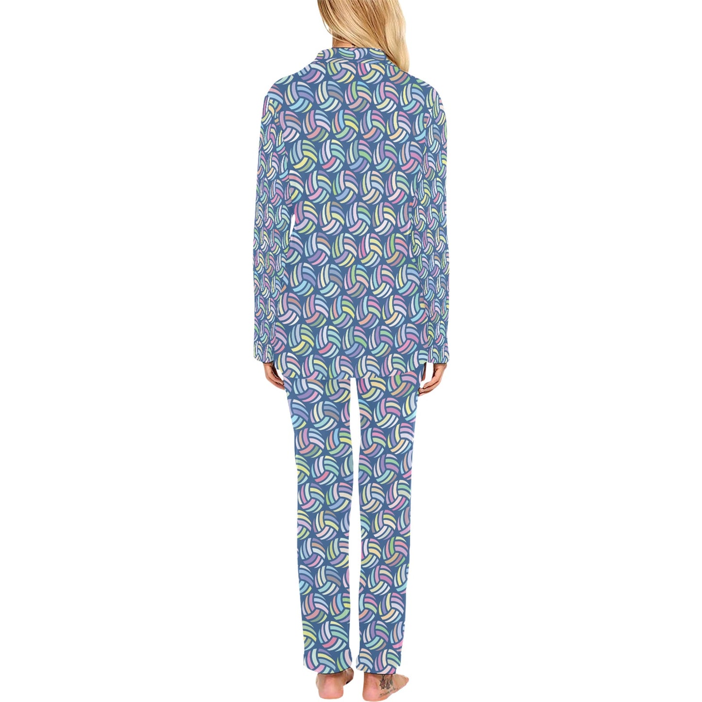 Volleyball Print Design LKS301 Women's Long Pajama Set