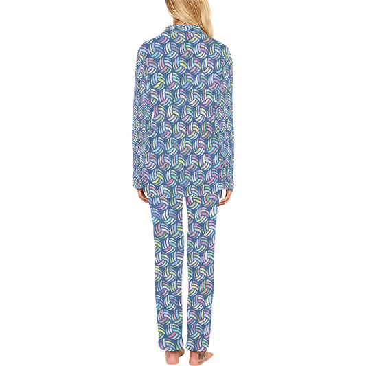 Volleyball Print Design LKS301 Women's Long Pajama Set