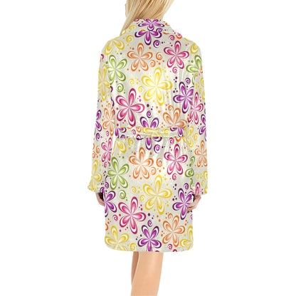 Flower Power Colorful Design Print Women's Fleece Robe