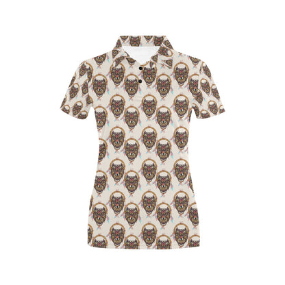 Wolf Tribal Dream Catcher Design Print Women's Polo Shirt