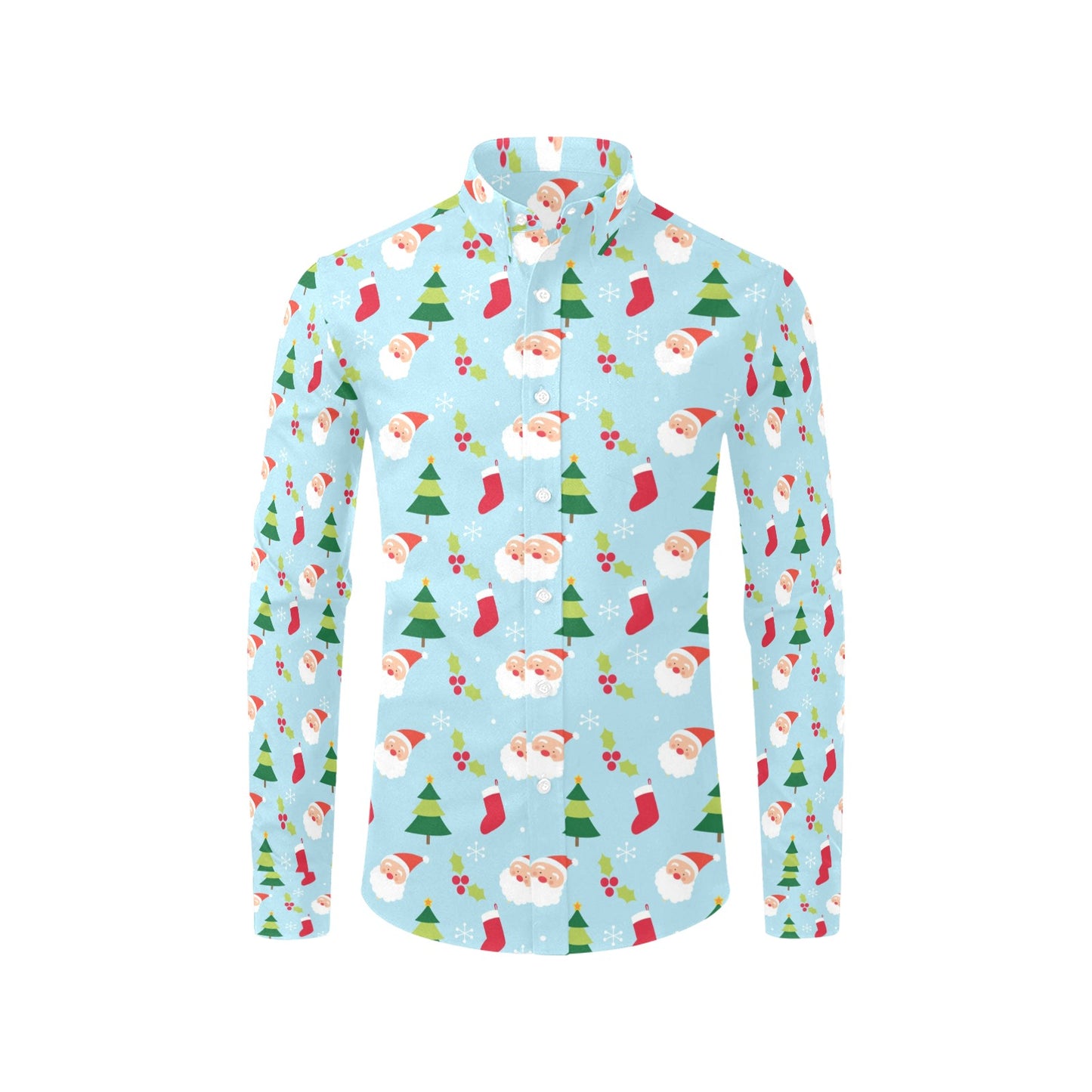 Santa Themed Print Design LKS301 Men's Long Sleeve Dress Shirt