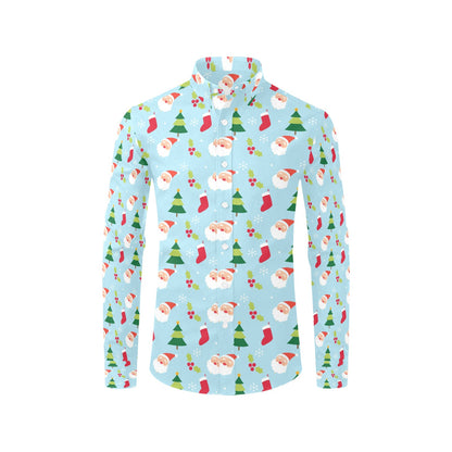 Santa Themed Print Design LKS301 Men's Long Sleeve Dress Shirt