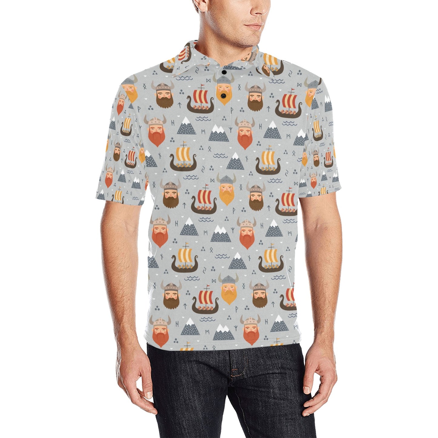 Vikings Print Design LKS307 Men Polo Shirt