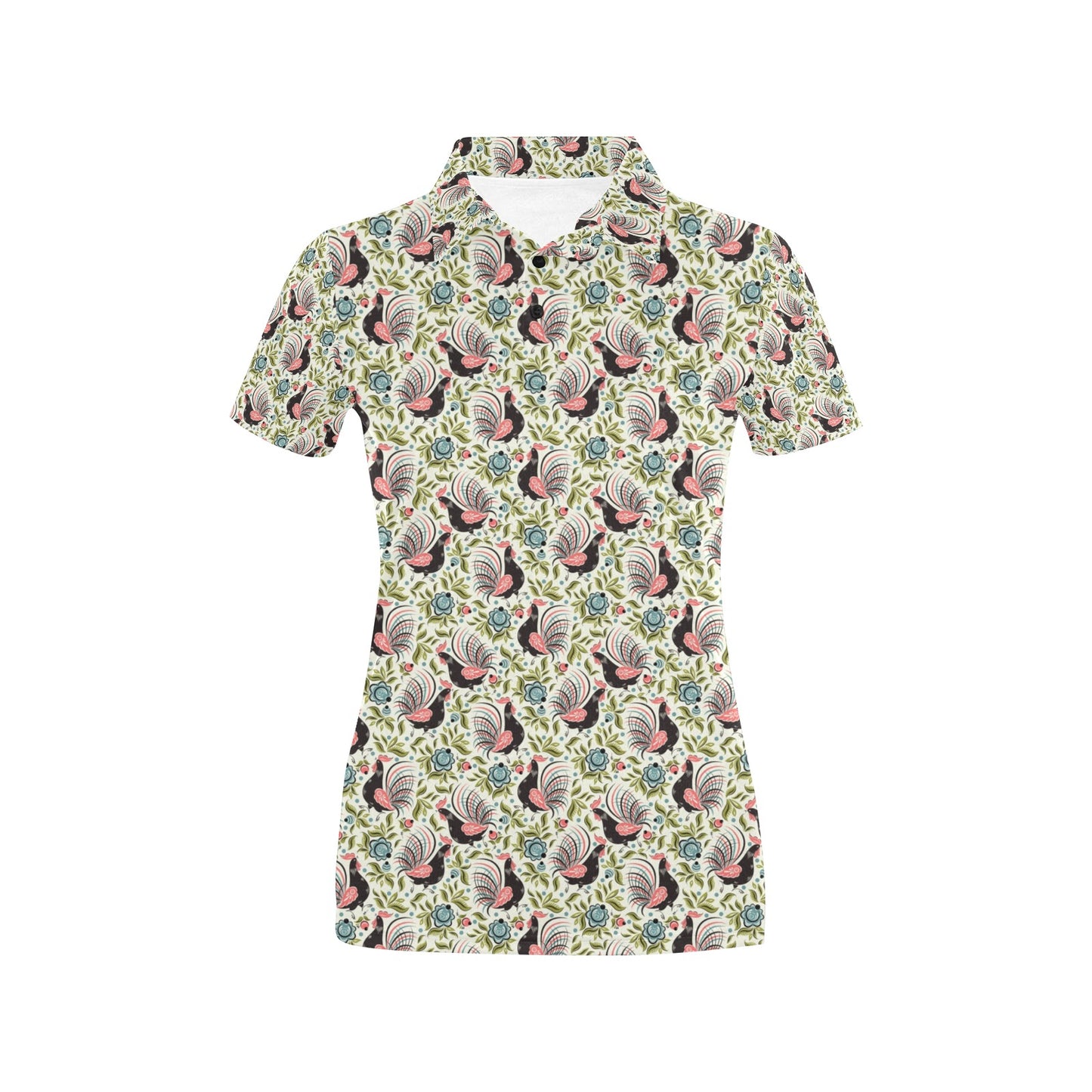 Rooster Print Design Women's Polo Shirt