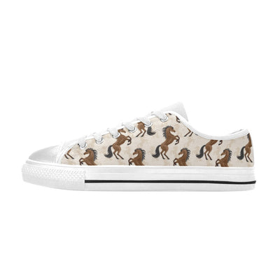 Horse Print Design LKS308 Women's White Low Top Shoes