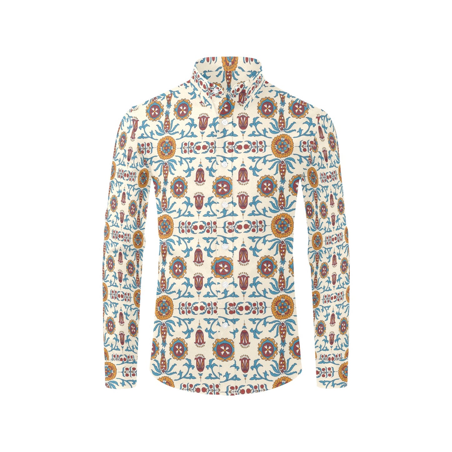 Suzani Print Design LKS301 Men's Long Sleeve Dress Shirt