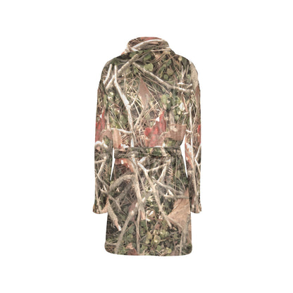 Camouflage Realistic Tree Authumn Print Women's Fleece Robe
