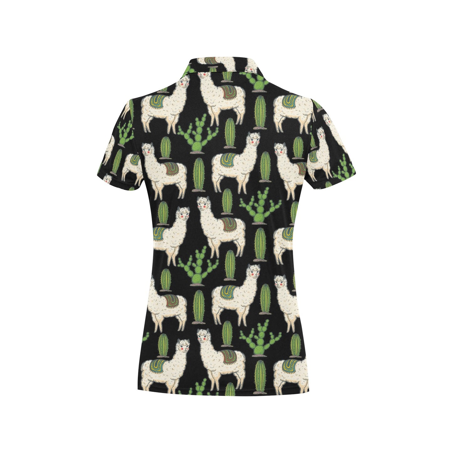 Llama Cactus Pattern Print Design 011 Women's Polo Shirt