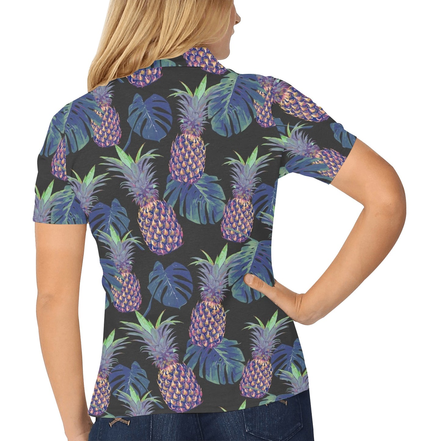 Pineapple Pattern Print Design PP04 Women's Polo Shirt