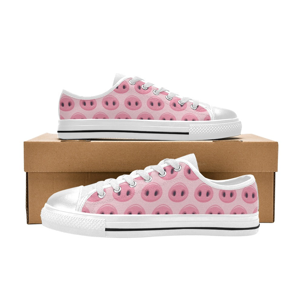 Pig Print Design LKS401 Women's White Low Top Shoes