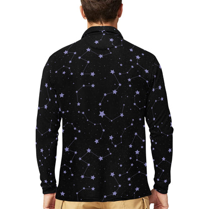 Star Print Design LKS303 Long Sleeve Polo Shirt For Men's
