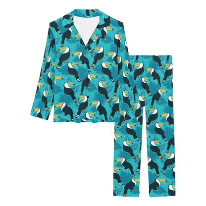 Toucan Parrot Pattern Print Women's Long Pajama Set
