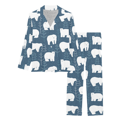 Polar Bear Pattern Print Design A01 Women's Long Pajama Set