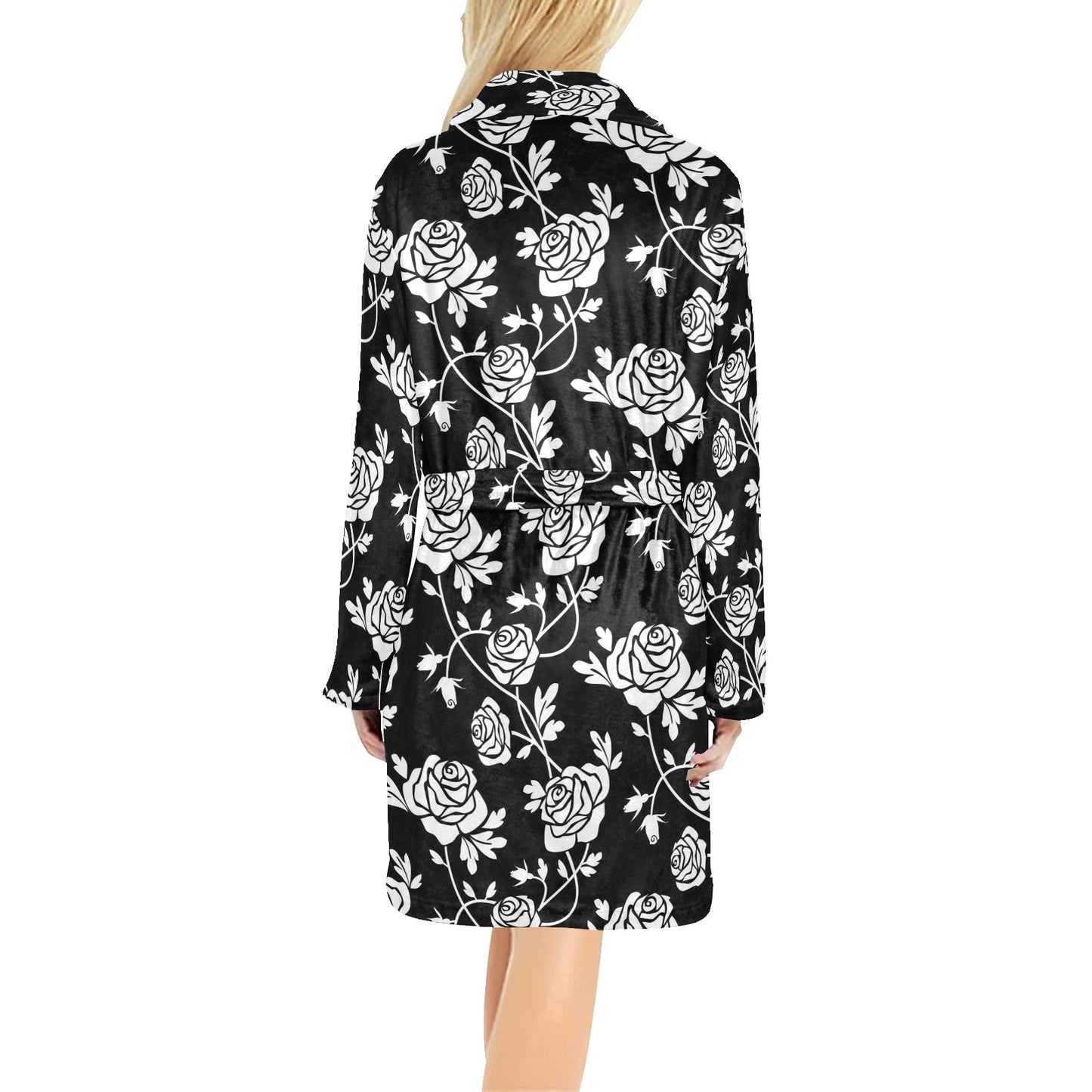 Rose Pattern Print Design RO013 Women's Fleece Robe