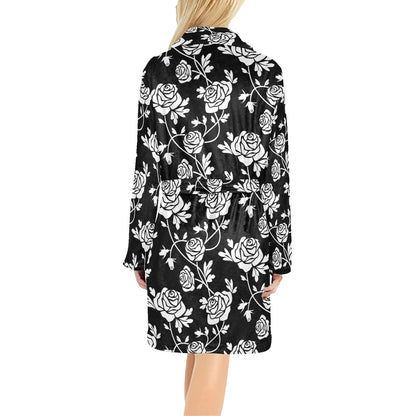 Rose Pattern Print Design RO013 Women's Fleece Robe