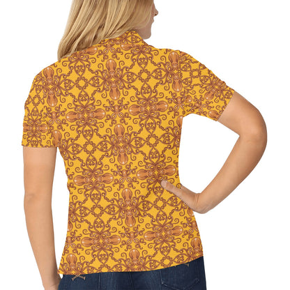 Octopus Background Design Print Women's Polo Shirt