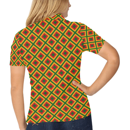 Rasta Reggae Color Cross Women's Polo Shirt