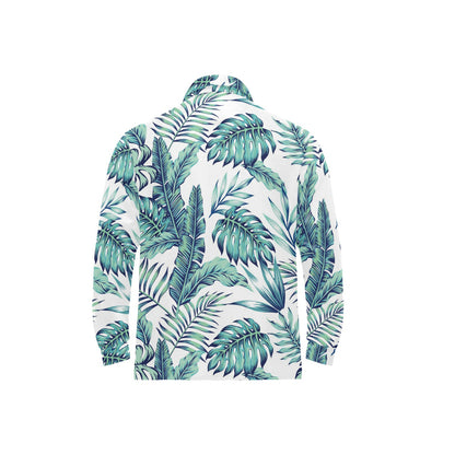 Pattern Tropical Palm Leaves Long Sleeve Polo Shirt For Men's