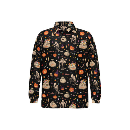 Mummy Halloween Print Design LKS303 Long Sleeve Polo Shirt For Men's
