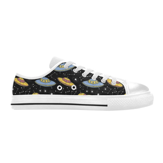 UFO Print Design LKS307 Women's White Low Top Shoes