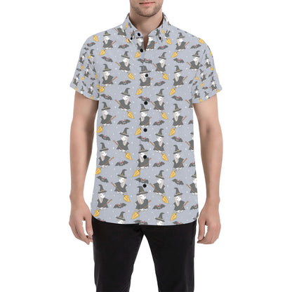 Witch Print Design LKS307 Men Short Sleeve Button Up Shirt