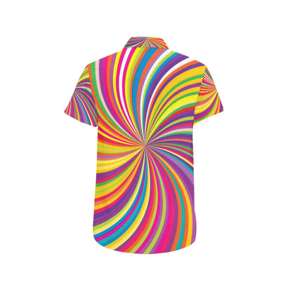 Vortex Print Design LKS301 Men Short Sleeve Button Up Shirt