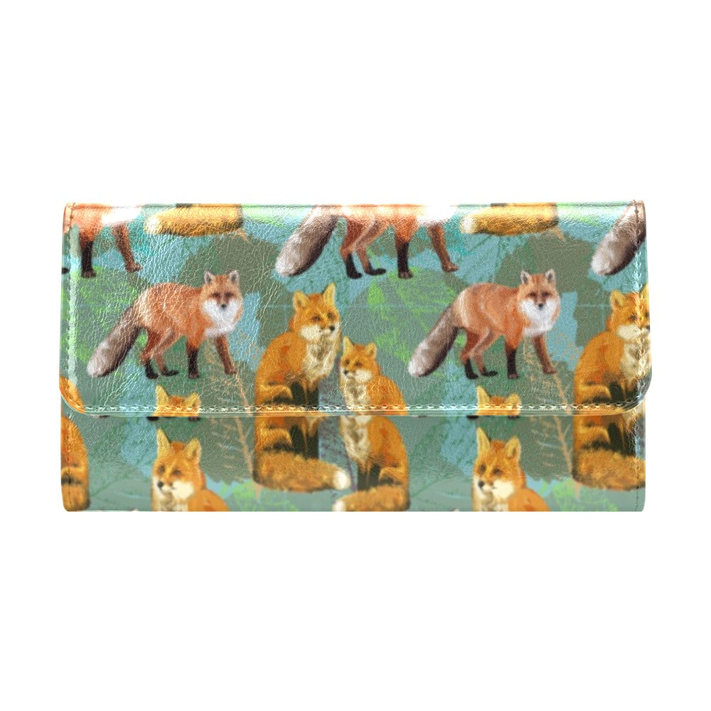 Fox Autumn leaves Themed Women's Trifold Wallet
