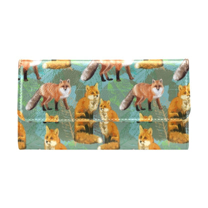 Fox Autumn leaves Themed Women's Trifold Wallet