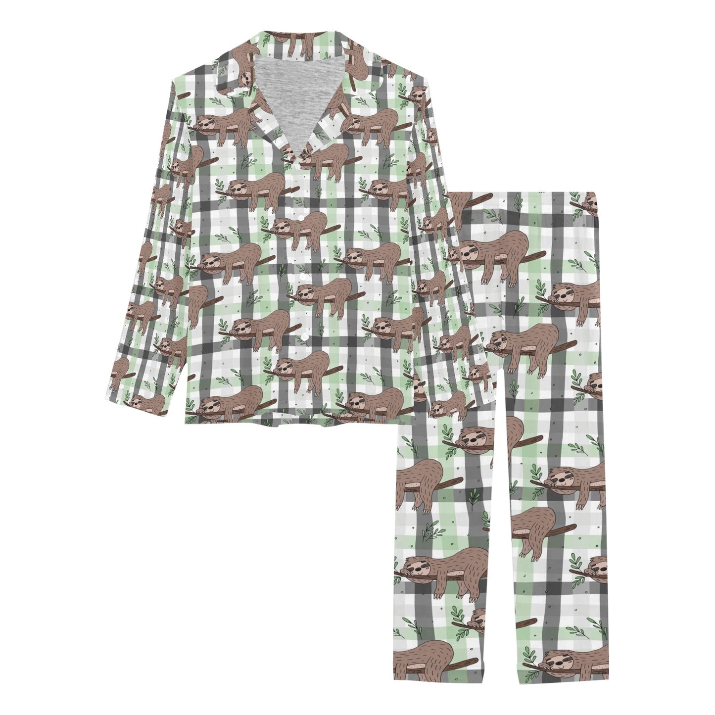 Sloth Print Design LKS301 Women's Long Pajama Set