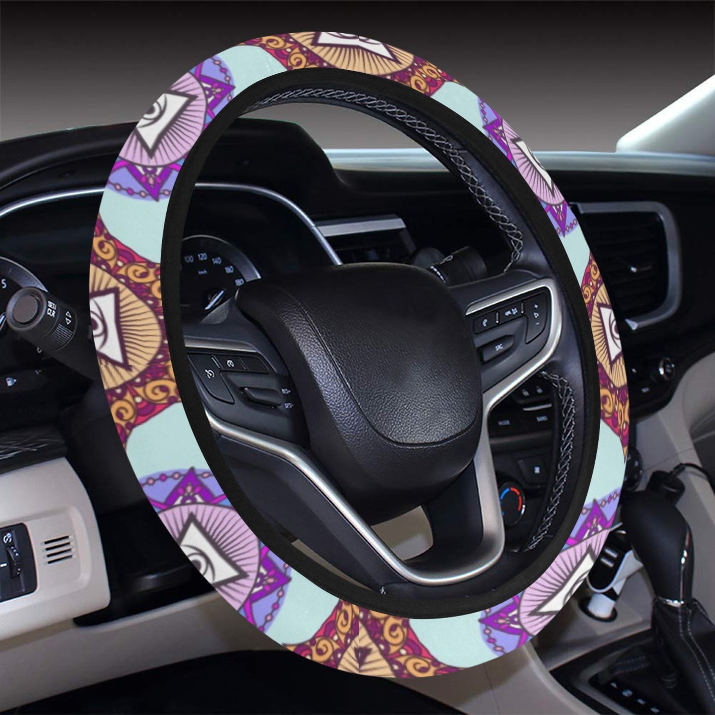 Third Eye Print Design LKS302 Steering Wheel Cover with Elastic Edge