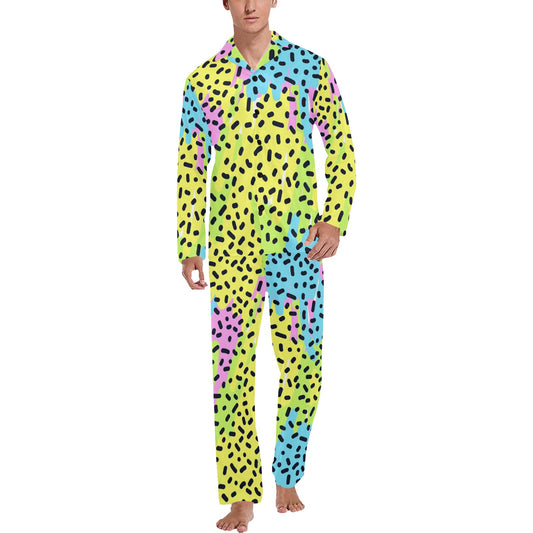 90s Pattern Print Design 2 Men's Long Pajama Set