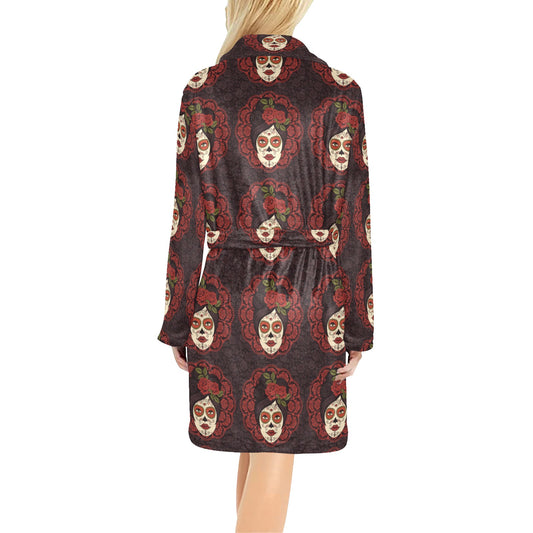 Day of the Dead Mexican Girl Women's Fleece Robe