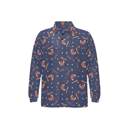 Taurus Print Design LKS304 Long Sleeve Polo Shirt For Men's