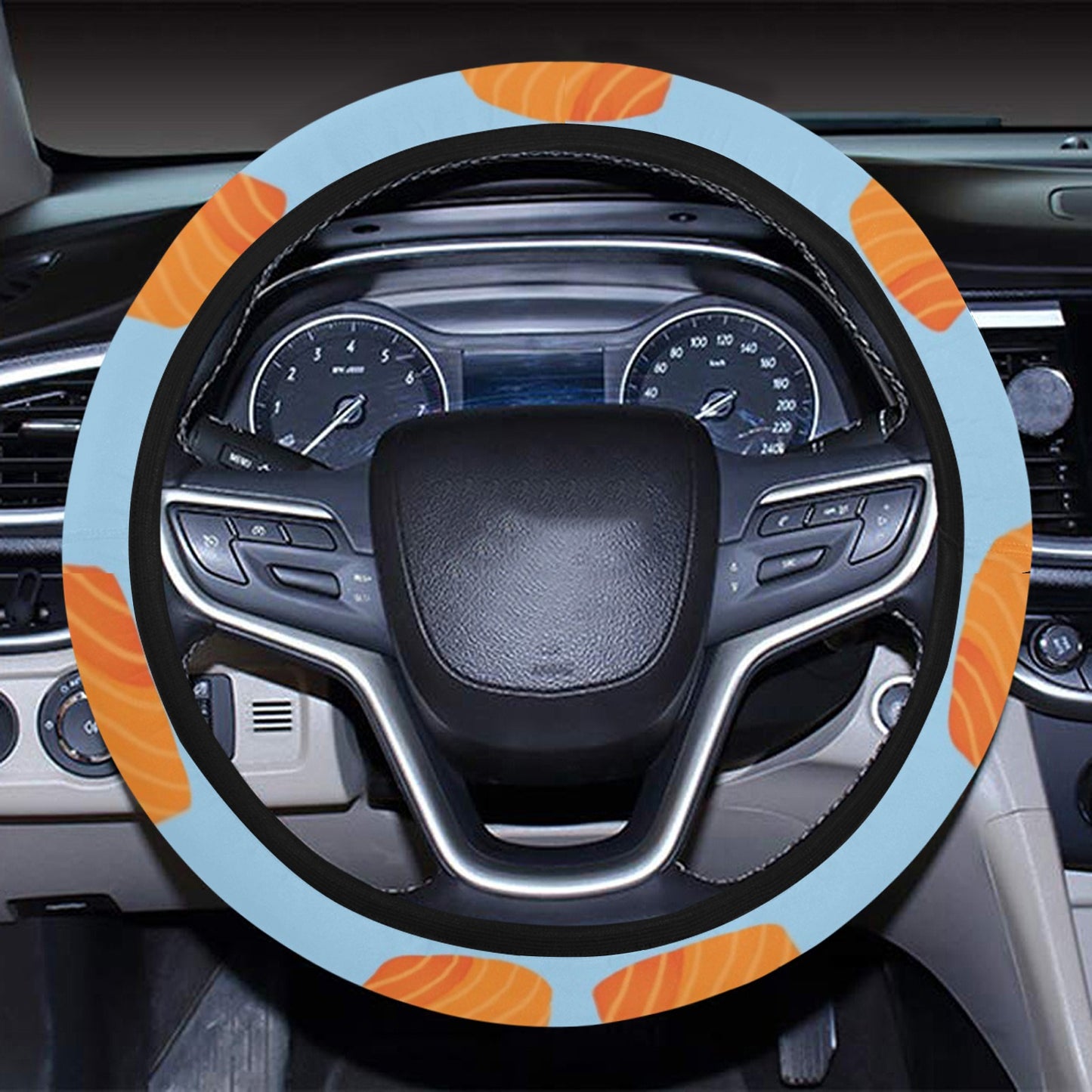 Salmon Sushi Print Design LKS307 Steering Wheel Cover with Elastic Edge