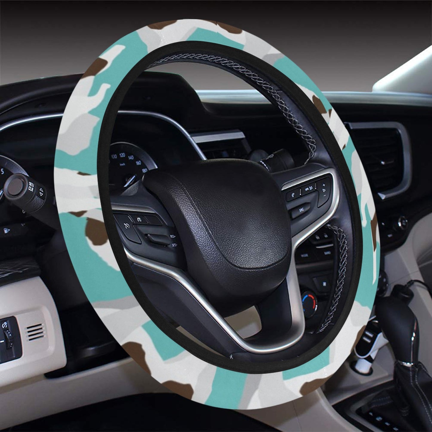 St Bernards Print Design LKS302 Steering Wheel Cover with Elastic Edge