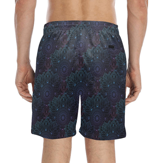 Boho Floral Mandala Men's Swim Trunks Beach Shorts
