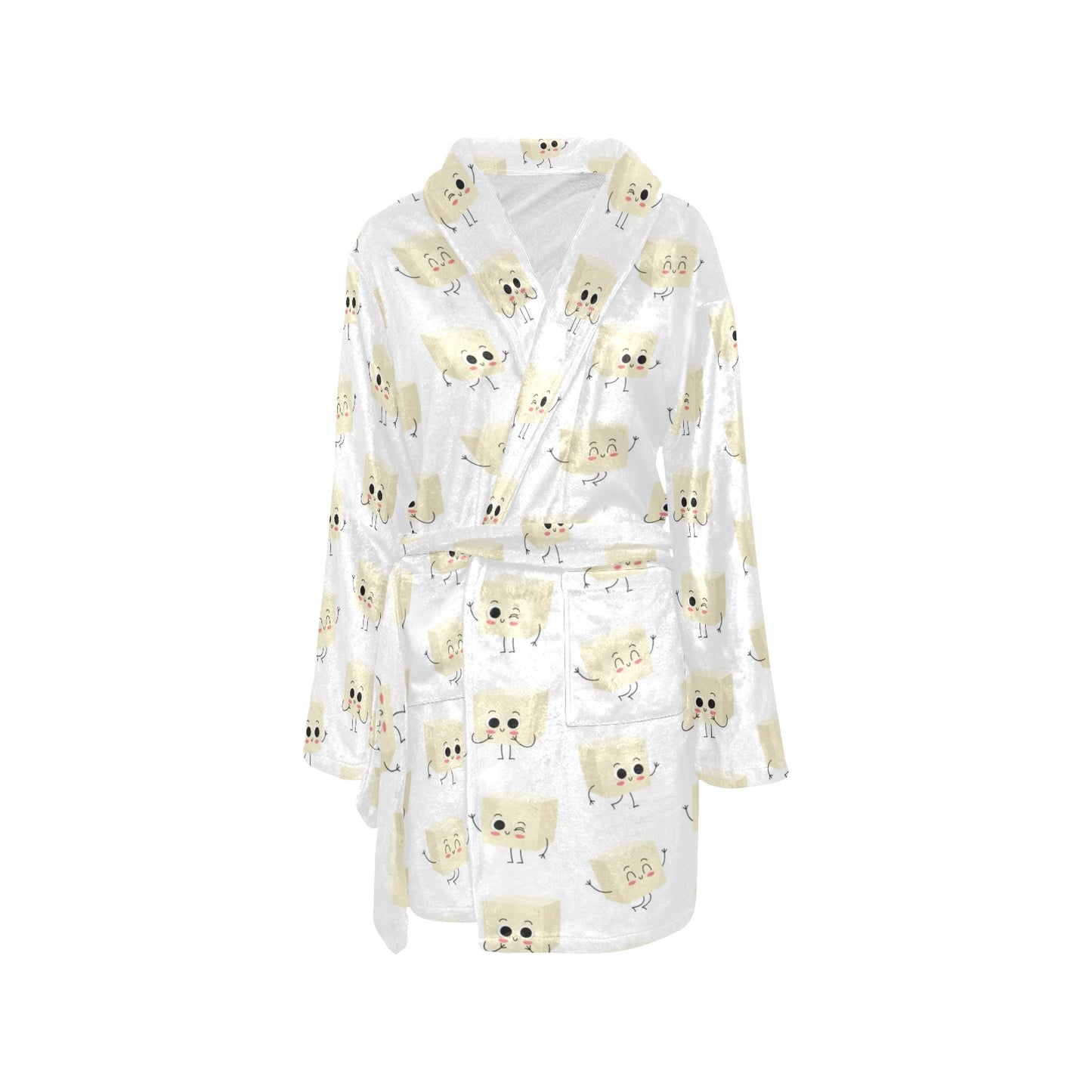 Tofu Print Design LKS301 Women's Fleece Robe