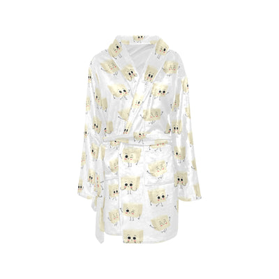 Tofu Print Design LKS301 Women's Fleece Robe