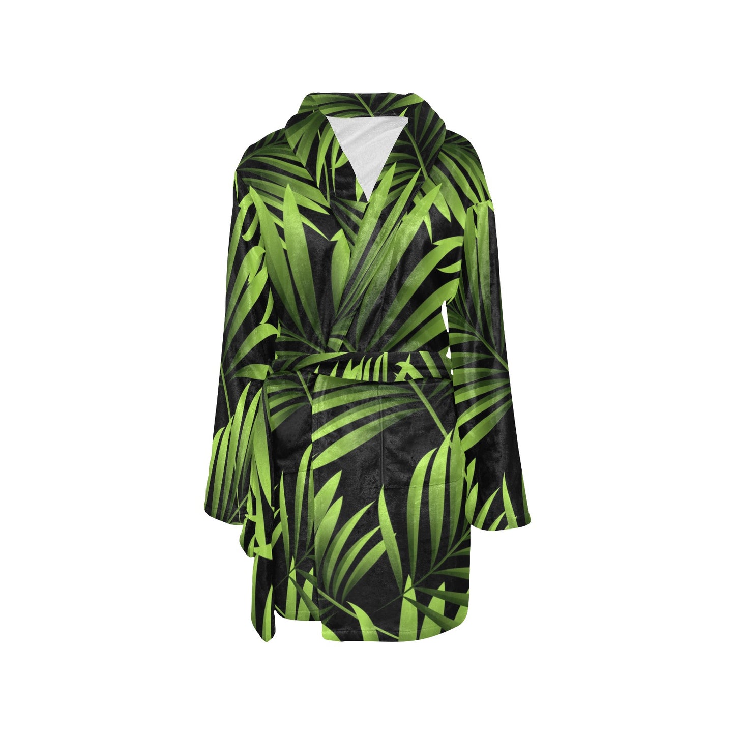 Green Neon Tropical Palm Leaves Women's Fleece Robe