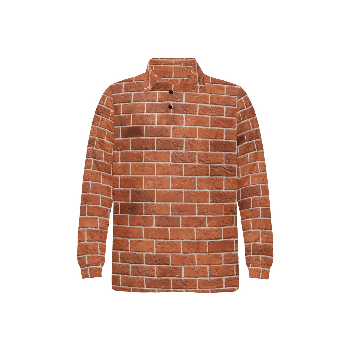 Brick Brown Pattern Print Design 02 Long Sleeve Polo Shirt For Men's