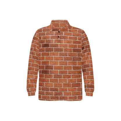Brick Brown Pattern Print Design 02 Long Sleeve Polo Shirt For Men's